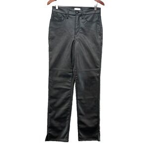 Good American Faux Leather Pants Womens 28 6 Black Slim Ankle Rocker Goth Biker